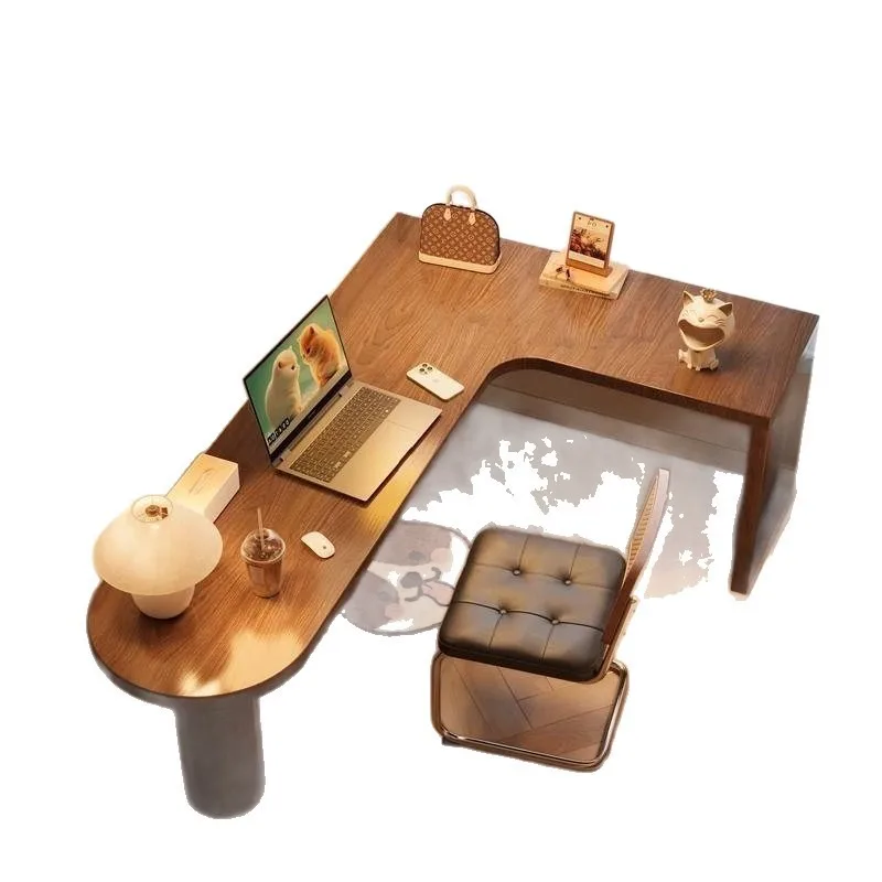 Solid wood corner computer desk, integrated L-shaped corner double desk against the wall, bedroom home study table