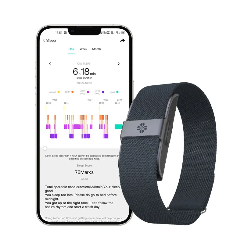 Smart Bracelet Heart Rate Body Temperature Blood Oxygen Women's Health Long Battery Life Sports Fashion Screenless Bracelet