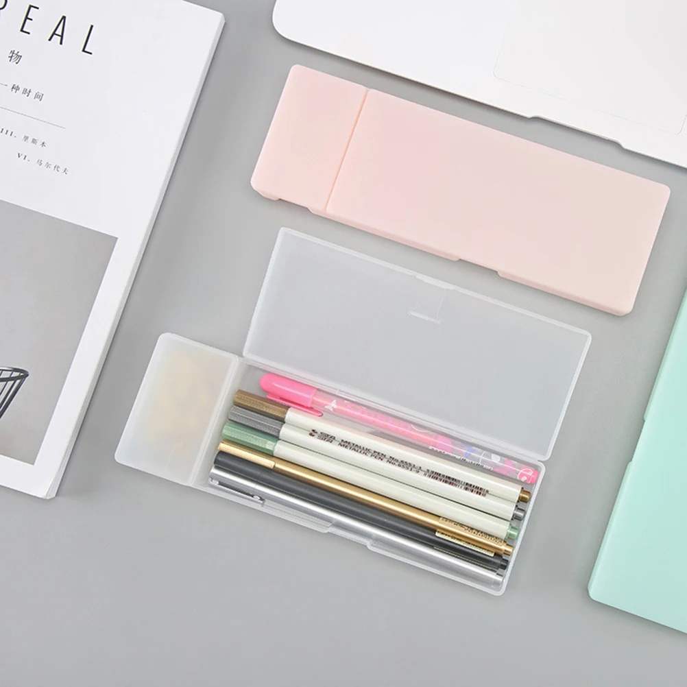 

Large Size Translucent Plastic Pencil Case Simple Stationary Holder Box for School Office ( 7 x 2.5cm, White)