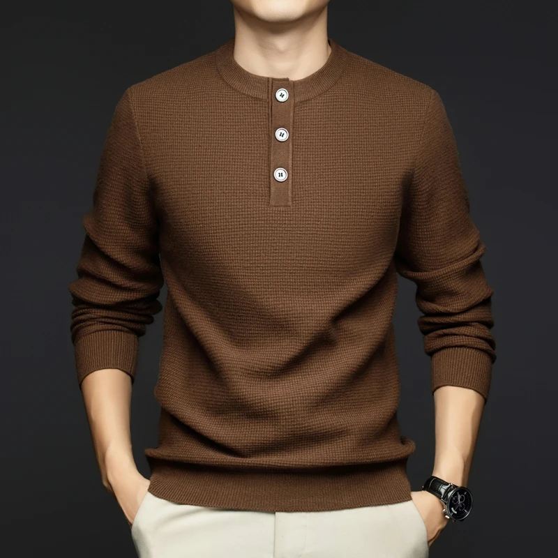 Suéteres masculinos pulôver camisola de lã de lã malha jumper base camisa de malha inverno pesado térmico engrossado quente