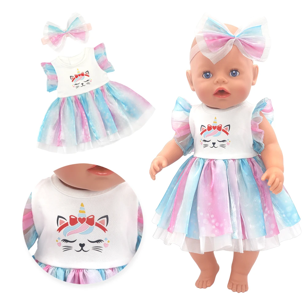 2025 Nieuwe jurk voor 17 inch baby herboren pop 43 cm babypopkleding, popaccessoire.