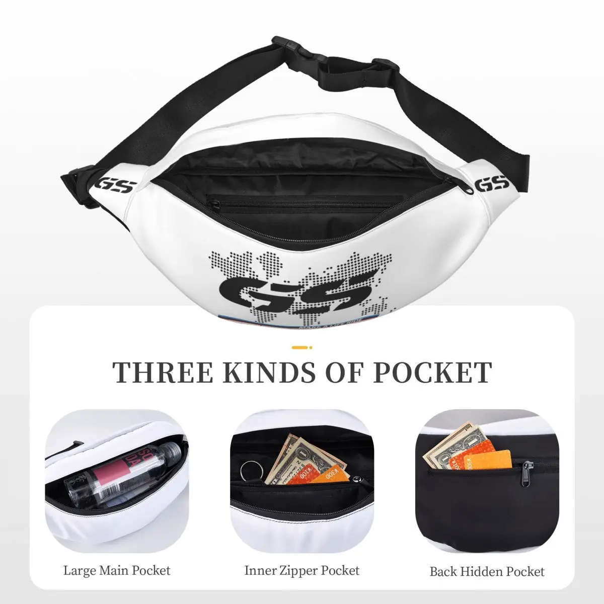 Motorcycle Adventure GS Dumpling Bags Merch For Men Women Trend Motocross Racing Fanny Pack With 3 Zipper Pockets