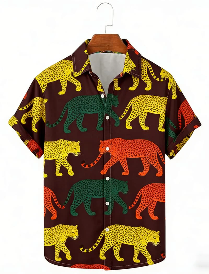 

Men's Minimalist Premium Tropical Print Short Sleeve Shirt Casual Fashion For Daily Wear And Urban Street Outfits
