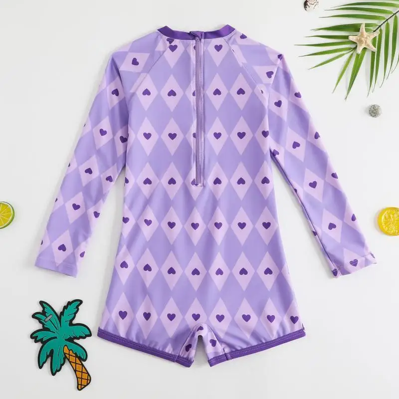 ملابس سباحة للفتيات من Sanrios ملابس سباحة عصرية كورومي كارتونية للأطفال بأكمام طويلة ملابس سباحة مسطحة للعطلات الصيفية مريحة عالية الجودة