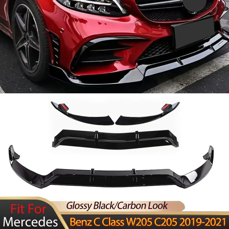 

Front Bumper Spoiler Lip for Mercedes Benz C Class W205 C205 Refit 2019-2021 Chin Diffuser Blade Guard Canard Aprons Body Kit