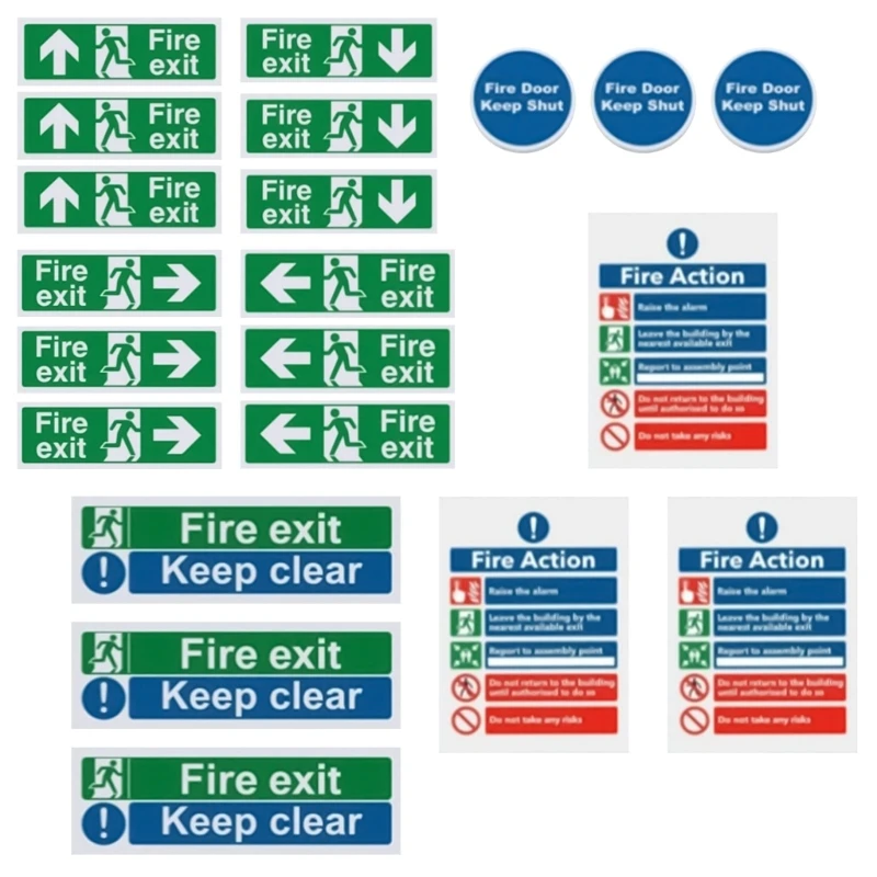 

F19C Emergency Escape Signage Notice Sign Easy Mount Weatherproof Exits Signs RIGHT LEFT UP DOWN Safety Signs