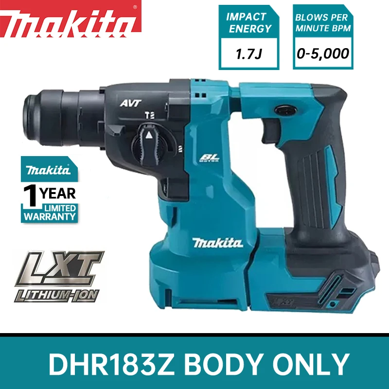 Makita DHR183 Electric Hammer AVT 18V Lithium Battery Impact Drill Compact Dust Hammer Drill Bare Machine