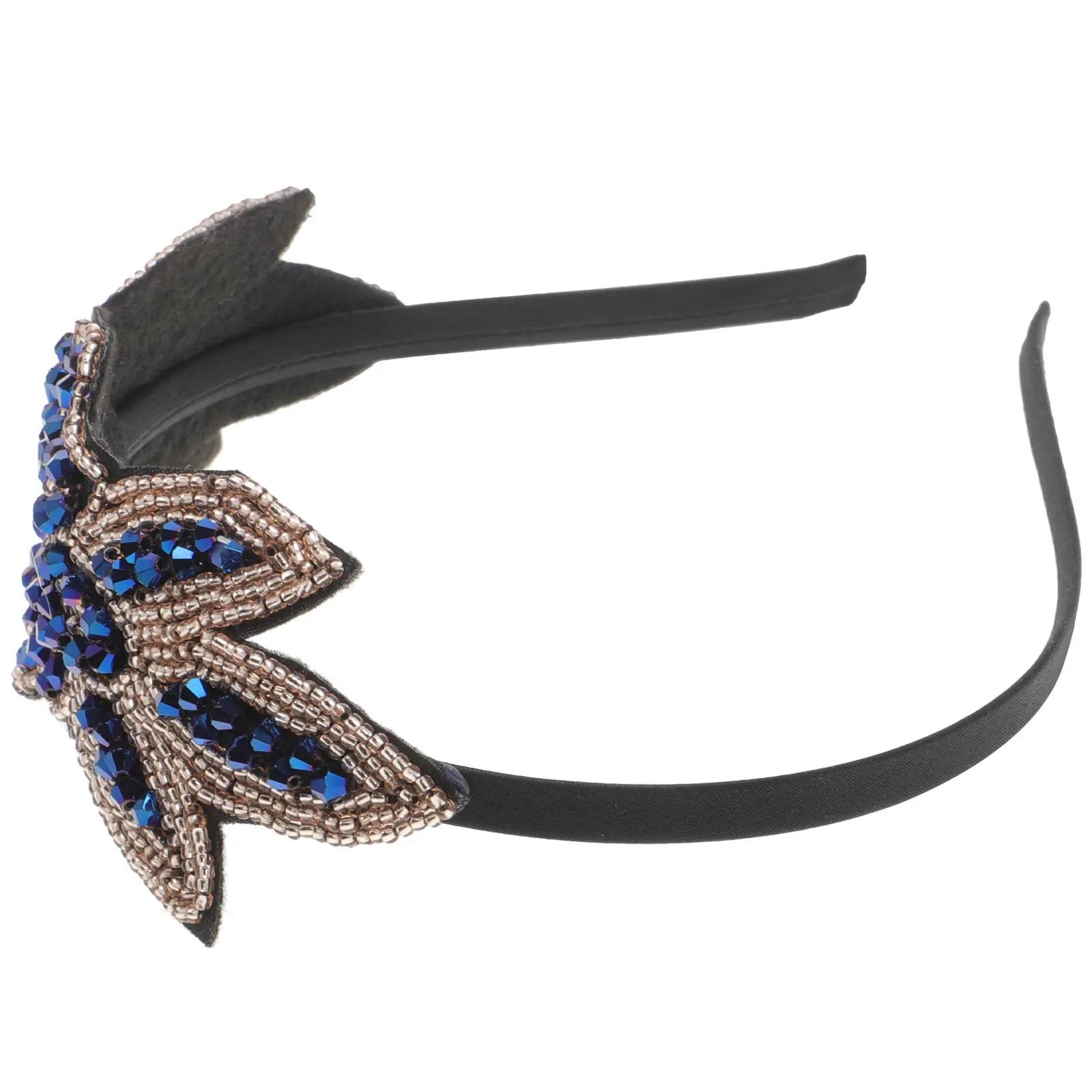 

Головной убор для вечеринки с бусинами 1920-х годов, синий винтажный обруч для волос для невесты, декоративная повязка на голову, вечерние обручи для волос