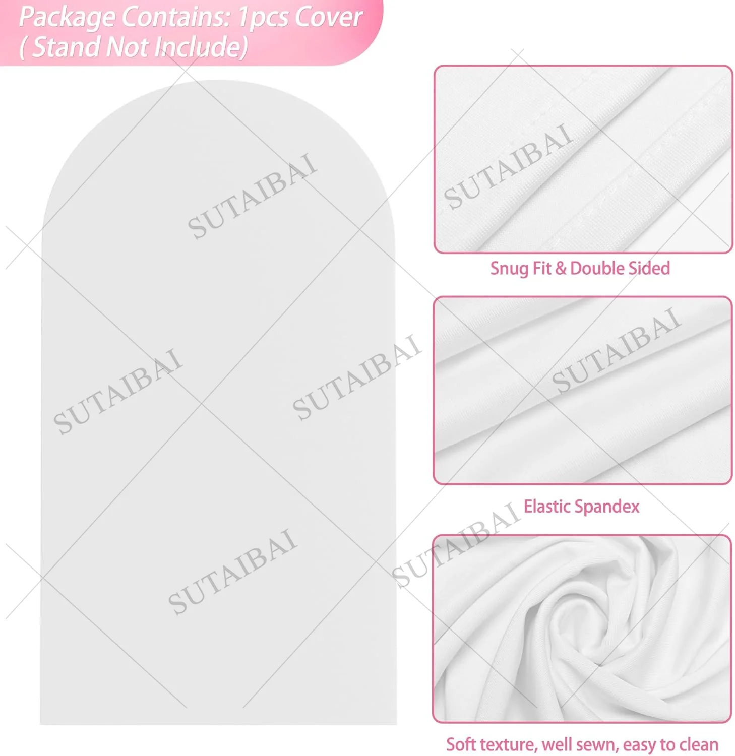 Copertura per arco rosa blu bianco Copertura per supporto per arco per rivelare il genere Sfondo per feste aderente in spandex Top rotondo per baby shower