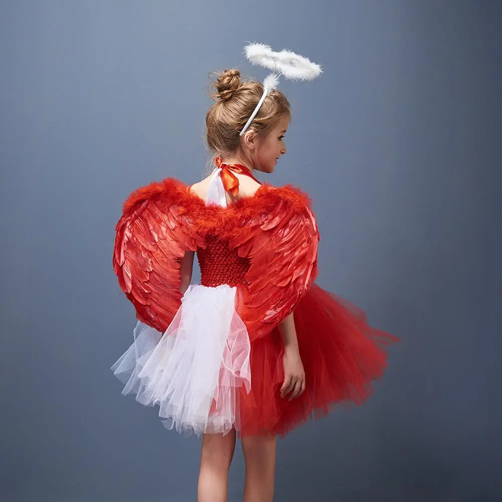 Vestido de Cosplay de Ángel para niñas, tutú, tocado, falda, trajes de fantasía para niños, traje de fiesta de Carnaval de Halloween