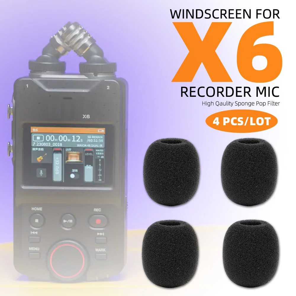 4PCS/LOT For TASCAM X6 X 6 Recorder Windshield Pop Filter Microphone Dustproof Windscreen Foam Sponge Mic Windproof Cover Shield