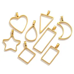 5pcs Stainless Steel Geometric Silicone Mold Charm Frame Tray Bezel Border Molds UV Resin Molds Pendants DIY Jewelry Findings