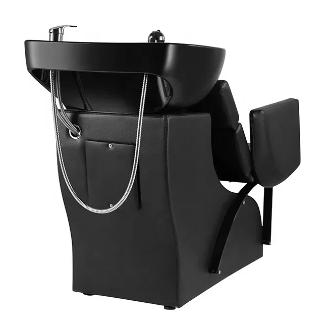 Beauty Hair Salon Furniture Black Shampoo Chair Washing Unit With Ceramic Basin Hairdressing Sink Chair Hot Sale