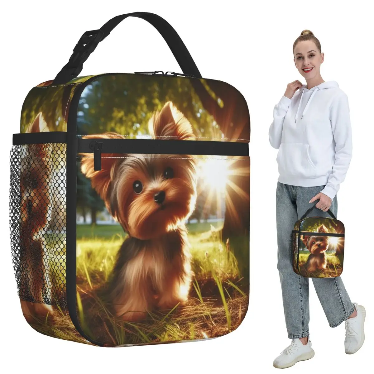 Yorkshire Terrier Dog Yorkie Lover Insulated Lunch Bag for Kids School Cooler Thermal Food Box Tote Lunch Boxes Container