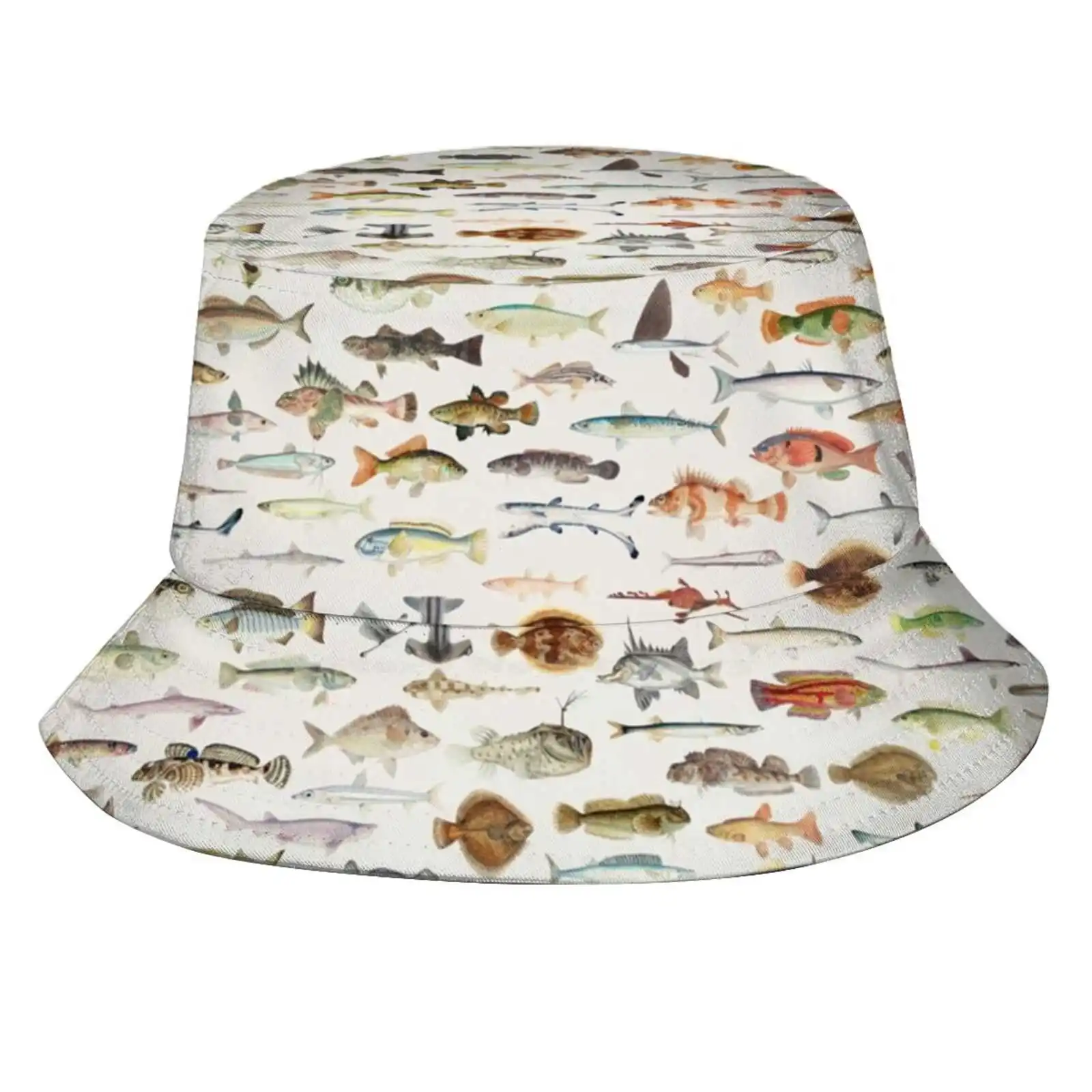 Fish Chart Sun Cap Fisherman Hat Bucket Hats Fishing Aquatic Ocean Beach Nature Aquarium Outdoors Fish Chart Rustic Vintage