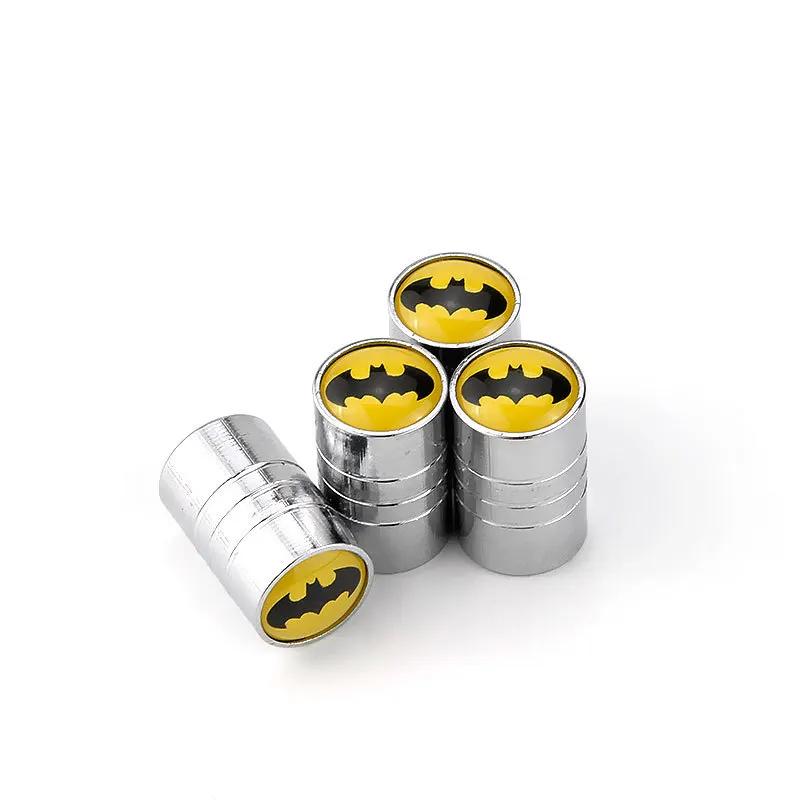 4Pcs DC Comics Batman Car Tire Valve Stems Cap Knurling Style Aluminum Tire Waterproof Valve Cap car Universal accessories gifts