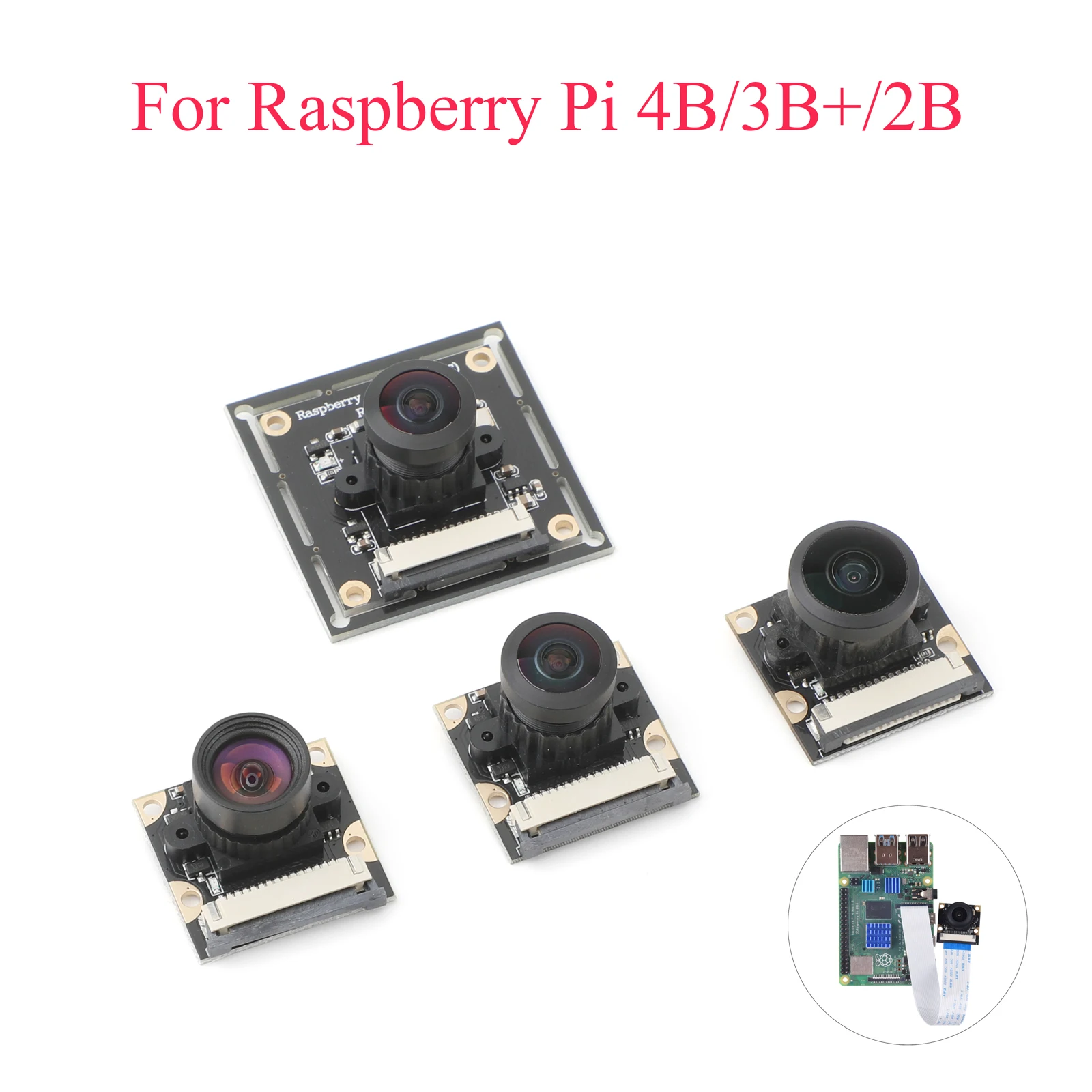 1 PCS Raspberry Pi Day/Night Vision HD Camera 100°/160°/222° 5MP 1080p30 Wide Angle Webcam Module for Raspberry Pi 4B/3B+/3B/2B