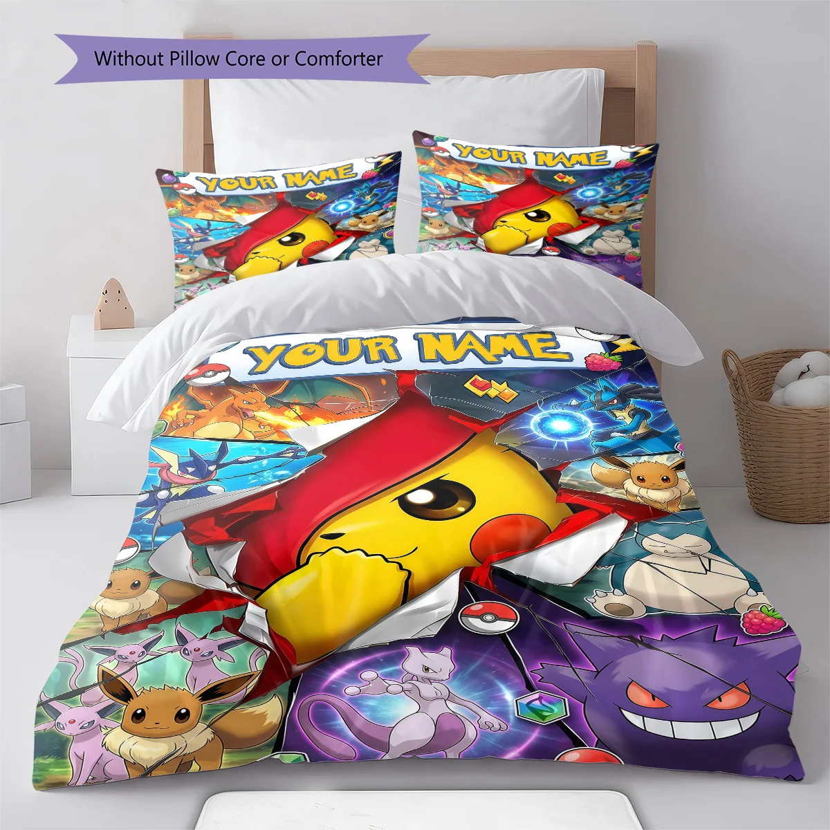 Pokemon Custom Bedding Set Duvet Cover Pillowcase Soft Bedroom Decorative Home Textile Anime -QJY