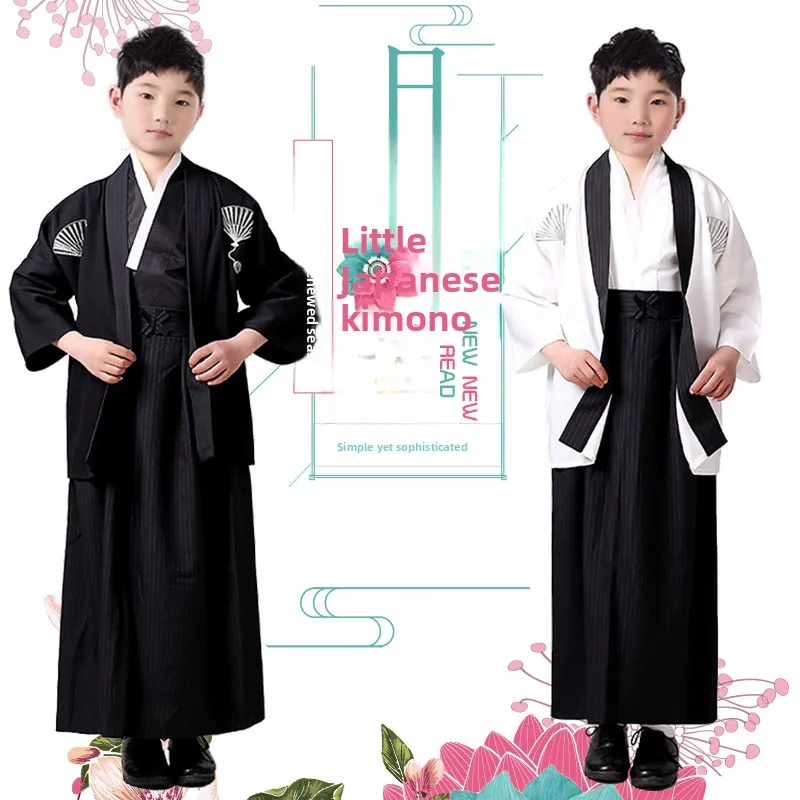 Children's Traditional Samurai Kimono Costume Photography Props Stage Performance Halloween Show Ancient Chinese Outfit Boys ...
