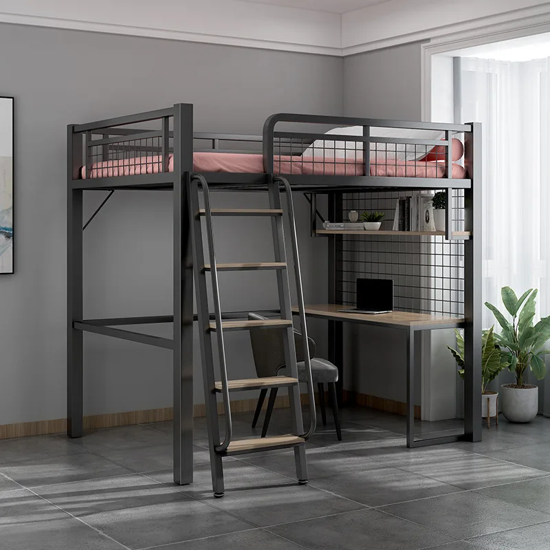 Modern simple elevated bed apartment space-saving pavilion type upper and lower beds Small apartment wrought iron duplex second