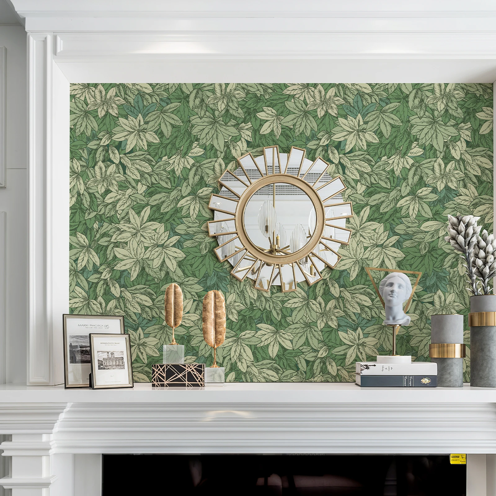 ورق جدران من الفينيل بأوراق خضراء طازجة، ورق جدران أنيق قابل للتقشير واللصق من مادة PVC، ملصقات خزانة ذاتية اللصق للأثاث