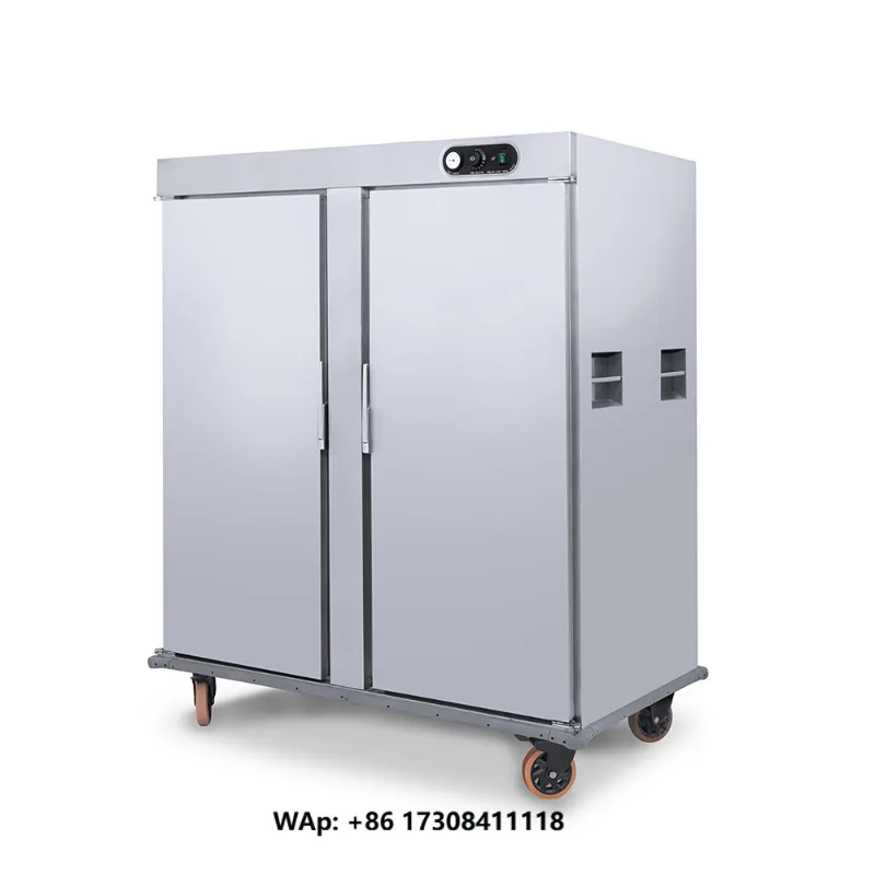 Double Temperature Hot Cold Mobile Electric Stainless Steel 2.52KW Food Warmer Food Trolley Easy Cleaning School Hospital