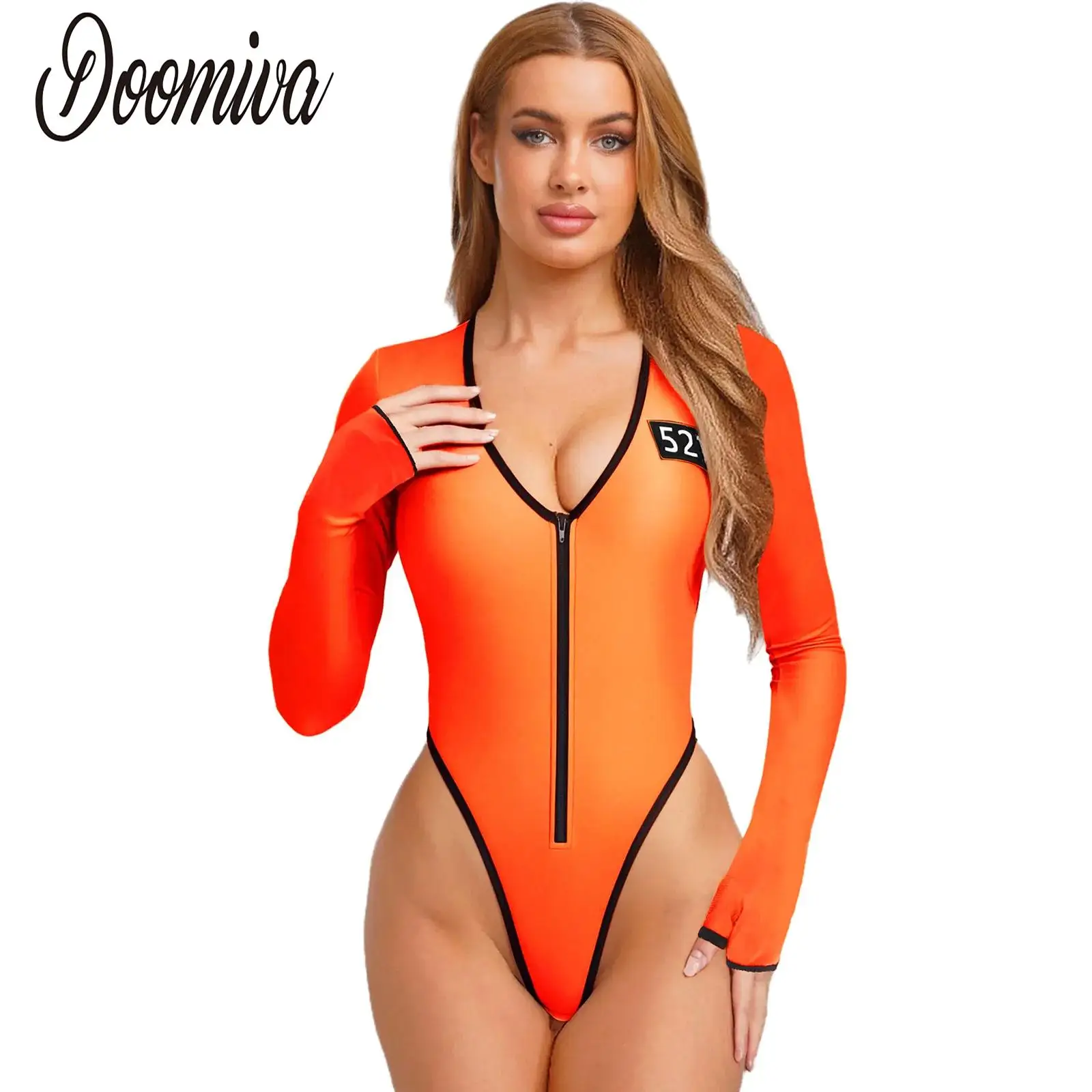 

Prisoner Costume for Women Halloween Jail Cosplay Sexy Convict Temptation Bodysuits Criminal Inmate Jumpsuit Party Clubwear