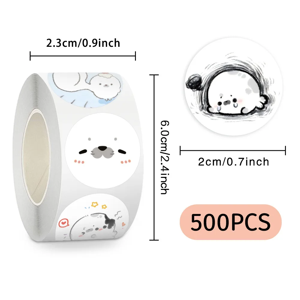 500PCS/Roll Cute Cartoon Seals Stickers Kawaii Sea Animal Creative Decoration Mobile Phone Case Notebook Gift Sticker