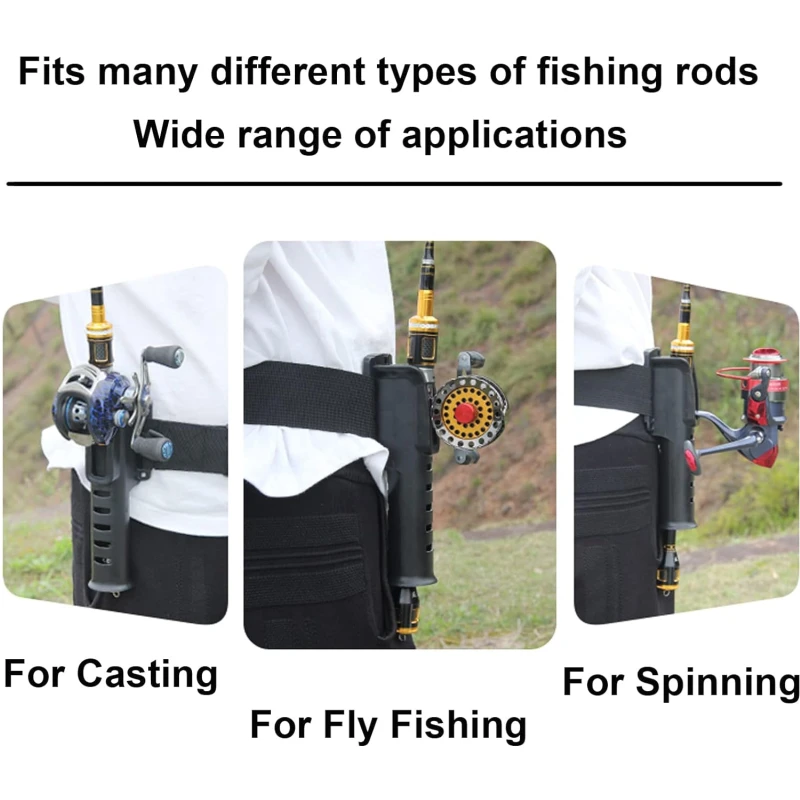 Portátil cinto Rod titular, pesca engrenagem acessório, cintura ajustável, dispositivo de inserção, ferramentas ao ar livre, acessórios de pesca