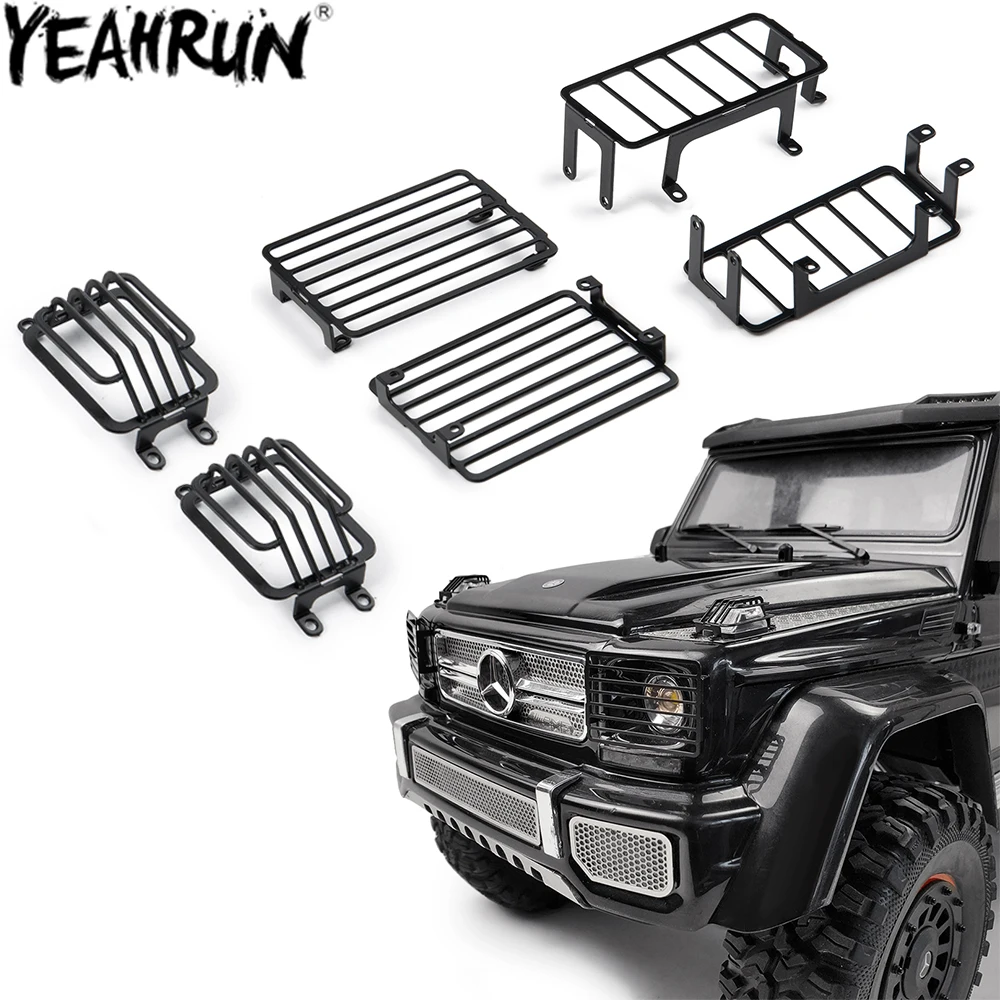 YEAHRUN TRX6 Metal Front Rear Light Cover Protective Shell Tail Light Guards Grille for 1/10 RC Crawler TRX-6 Parts