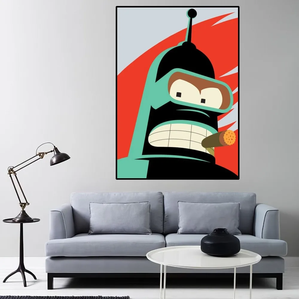 F-Futurama Cartoon Poster Home Room Decor Aesthetic Art Wall Painting Stickers