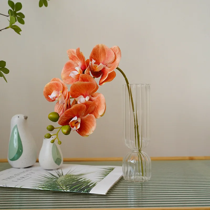 5 Köpfe, einzelner Stiel, realistische Phalaenopsis – 3D-Seiden-Schmetterlingsorchidee für Wohnzimmer, Event-Dekoration, Geschenk | Künstliche Blume – Detail 6