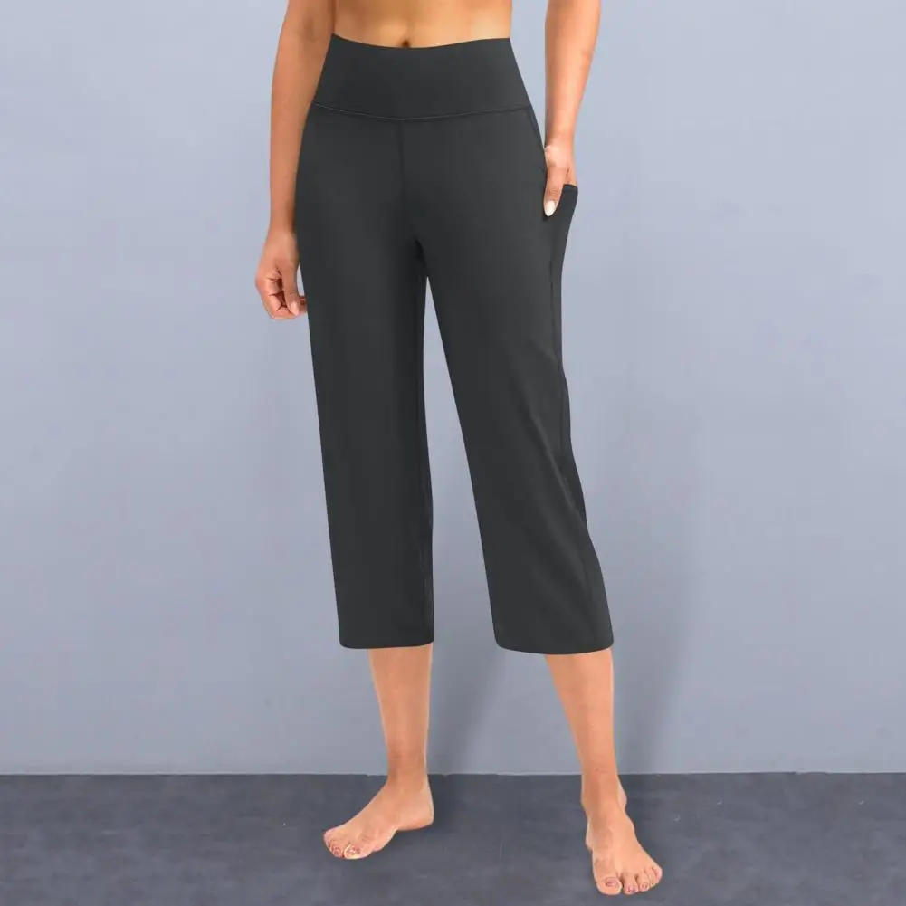Женские укороченные спортивные штаны с эластичной резинкой на талии и карманами, свободные повседневные летние капри, укороченные брюки с закрученной подошвой