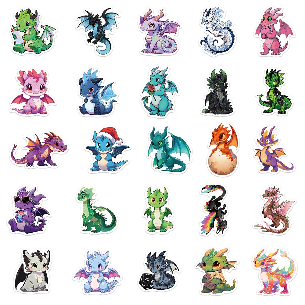 50pcs Cartoon Dragon Series Graffiti Stickers Suitable for Helmets Desktop Wall Decoration DIY Sticker Pack Wholesale