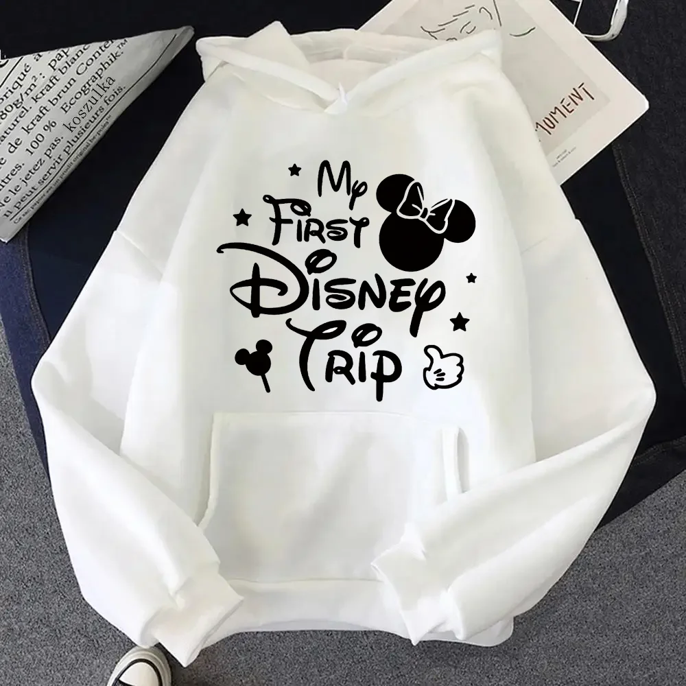 سترة نسائية بقلنسوة عالية الشارع بأكمام طويلة 2024 رحلة ديزني مطبوعة هاراجوكو سترة بقلنسوة على الطراز القوطي غير رسمية ملابس الشارع