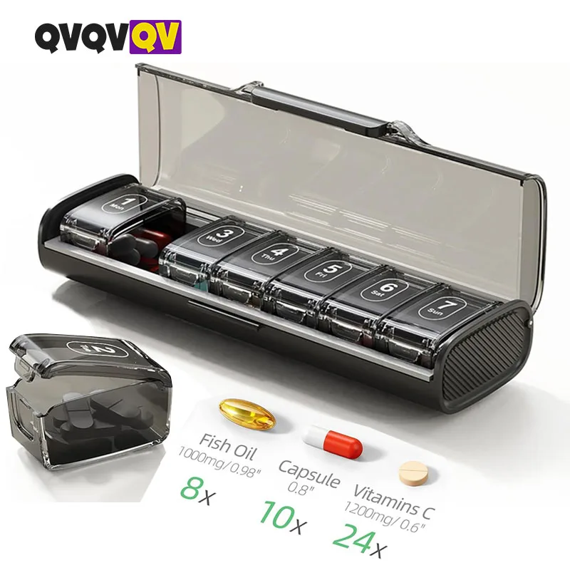 

1PCS Weekly Pill Organizer Arthritis Friendly, BPA Free Travel 7 Day Pill Box Case Large Compartment to Hold Vitamins, Fish Oil