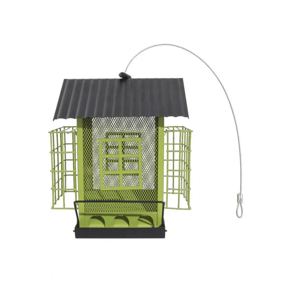 

S Feeder with 3.7 Pounds Seeds Capacity Hanging S Feeder for Backyard Metal Hanging Feeder with Double Suet Cage for Outdoors