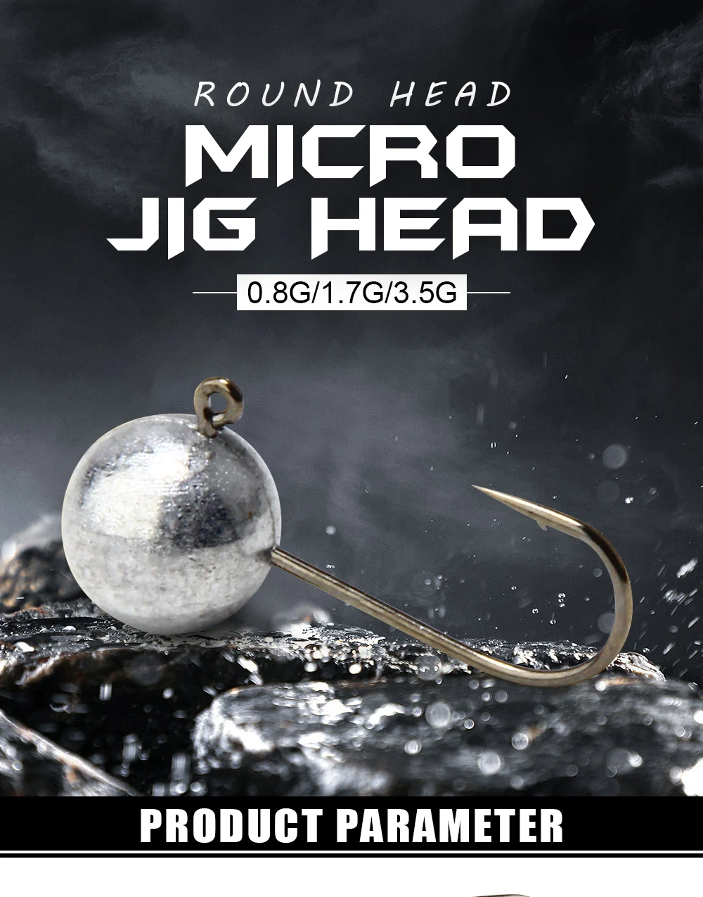 Palisander Runde Kugel Jig Kopf Haken Weedless Micro Ultraleicht Ajing Eis Angelhaken 0,8g/1,7g/3,5g Für Weiche Wurm Angelhaken Pesca – Detail 1