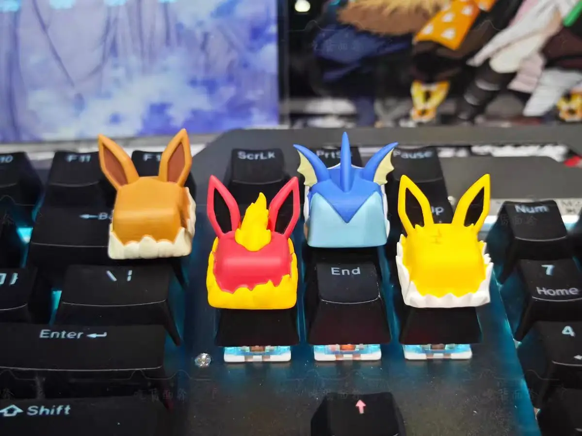 

Pokemon Anime Character Keycap Mechanical Keyboard Resin Stereoscopic Keycap Eeveelution Keycap Eevee Jolteon Vaporeon Flareon