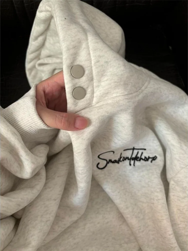 Retro Heavy-Lettering Hoodie Sweatirt Oversize Loose American High-Street Sle for Men And Women Spring Autumn Thiened