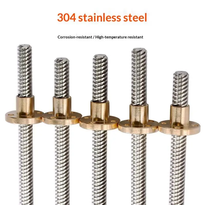 T8 Lead Screw with Brass Nut OD 8mm Lead 2mm Long Service Life 3D Printer Component for CNC Router Equipment