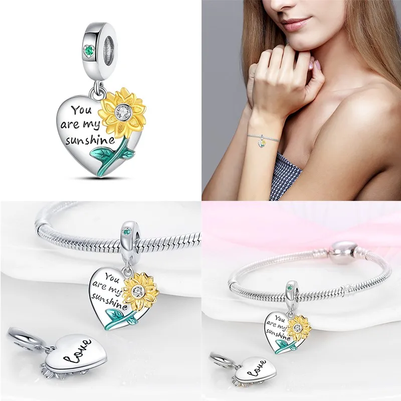 Hot 100% 925 Sterling Silver Love Mother and Daughter Charms Fit 925 Original Bracelets DIY Jewelry Making For Women Gift
