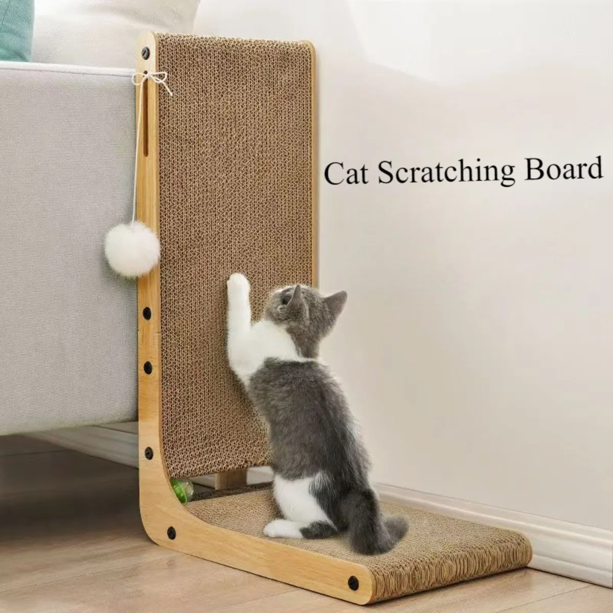 Cat Scratching Board Wooden Cat Lounge Bed Wear-resistant Cats Scratching Board Wooden Pet Sleeping Bed Cats Grinding Claw Toys