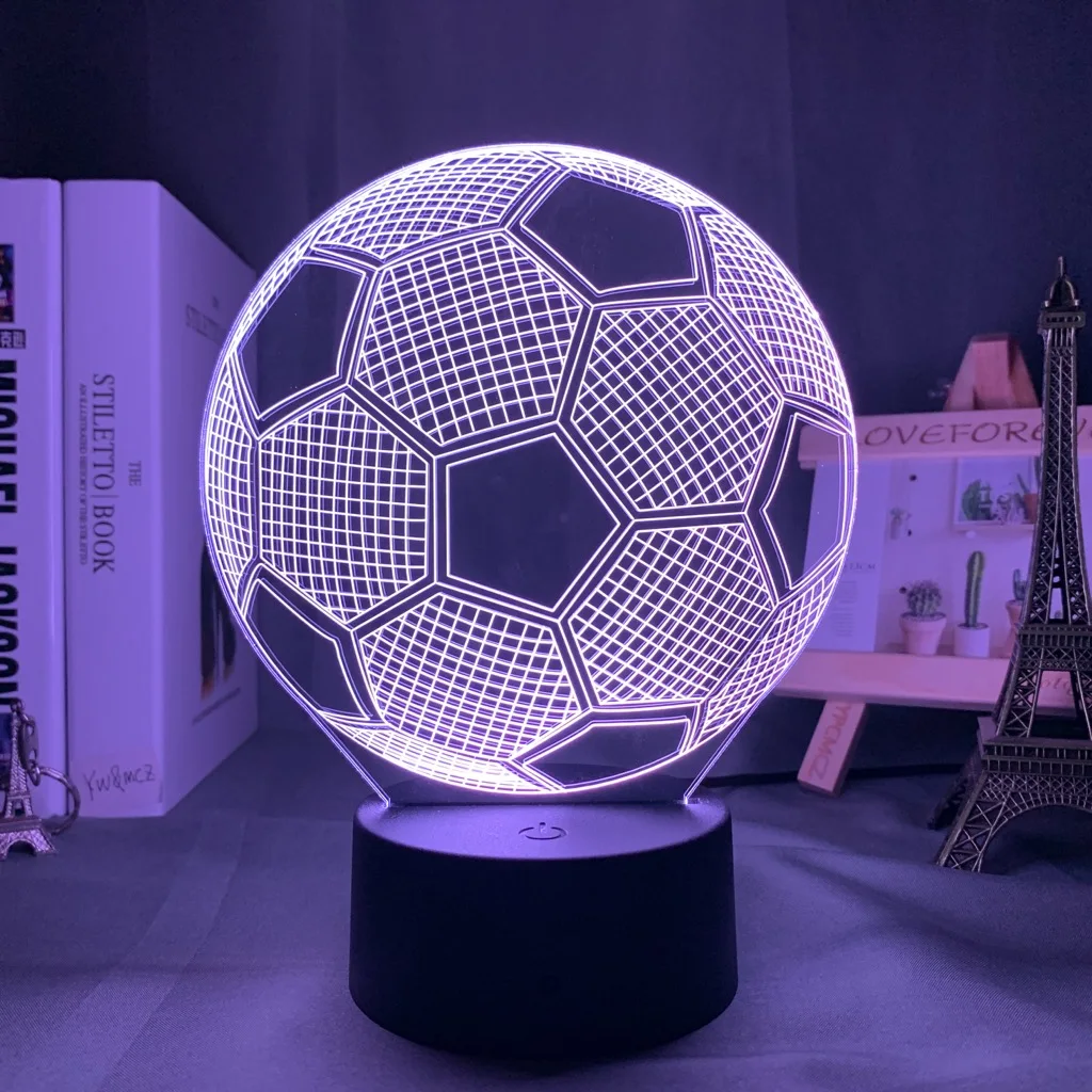 Illusione 3d luce notturna per bambini pallone da calcio sensore di tocco luce notturna a distanza per la decorazione della camera da letto per bambini lampada da tavolo da calcio regalo