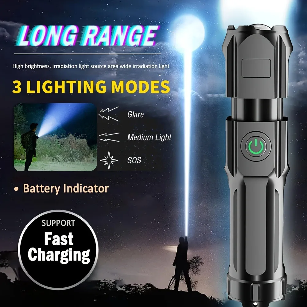 100000 Lumen Super Bright Tactical LED Torch Rechargeable Flashlight Waterproof Outdoor Fishing Hunting Camping Emergency Use
