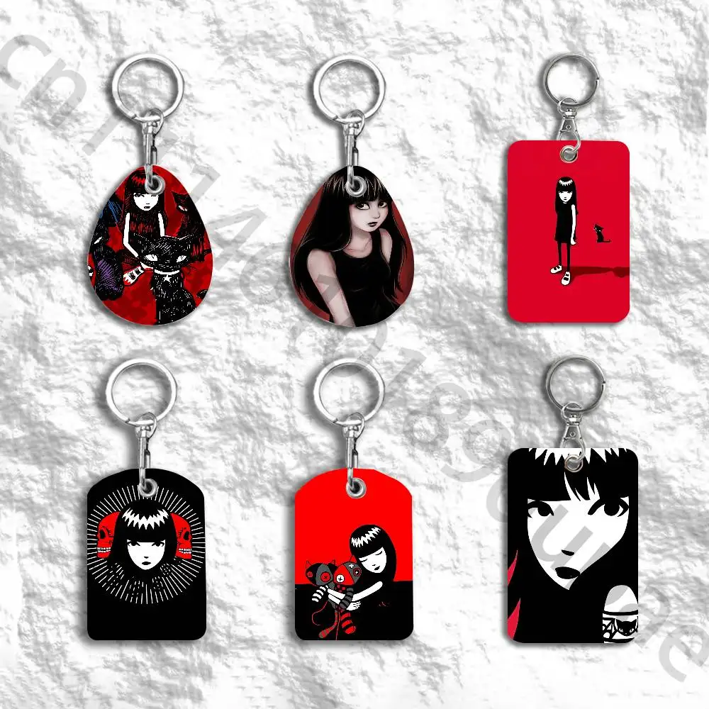 E-Emily The S-Stranges Protective Printed Leather Card Case Metal Keychain for Bank Credit Bus Subway ID Cards