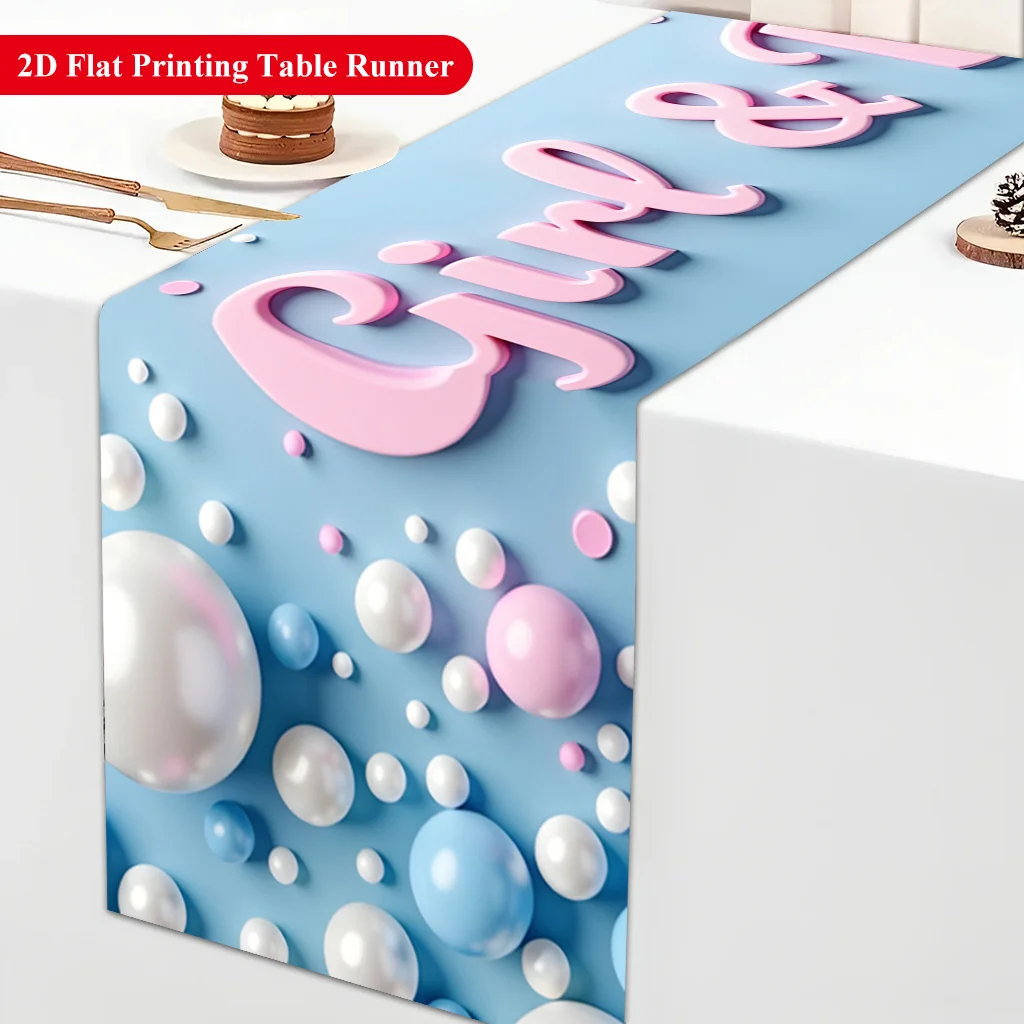 1 Piece Bubble Gender Reveal Table Runner, Suitable for Farmhouse, Indoor, Kitchen, Celebrations, Table Decoration, Restaurant and Banquet Decoration Supplies