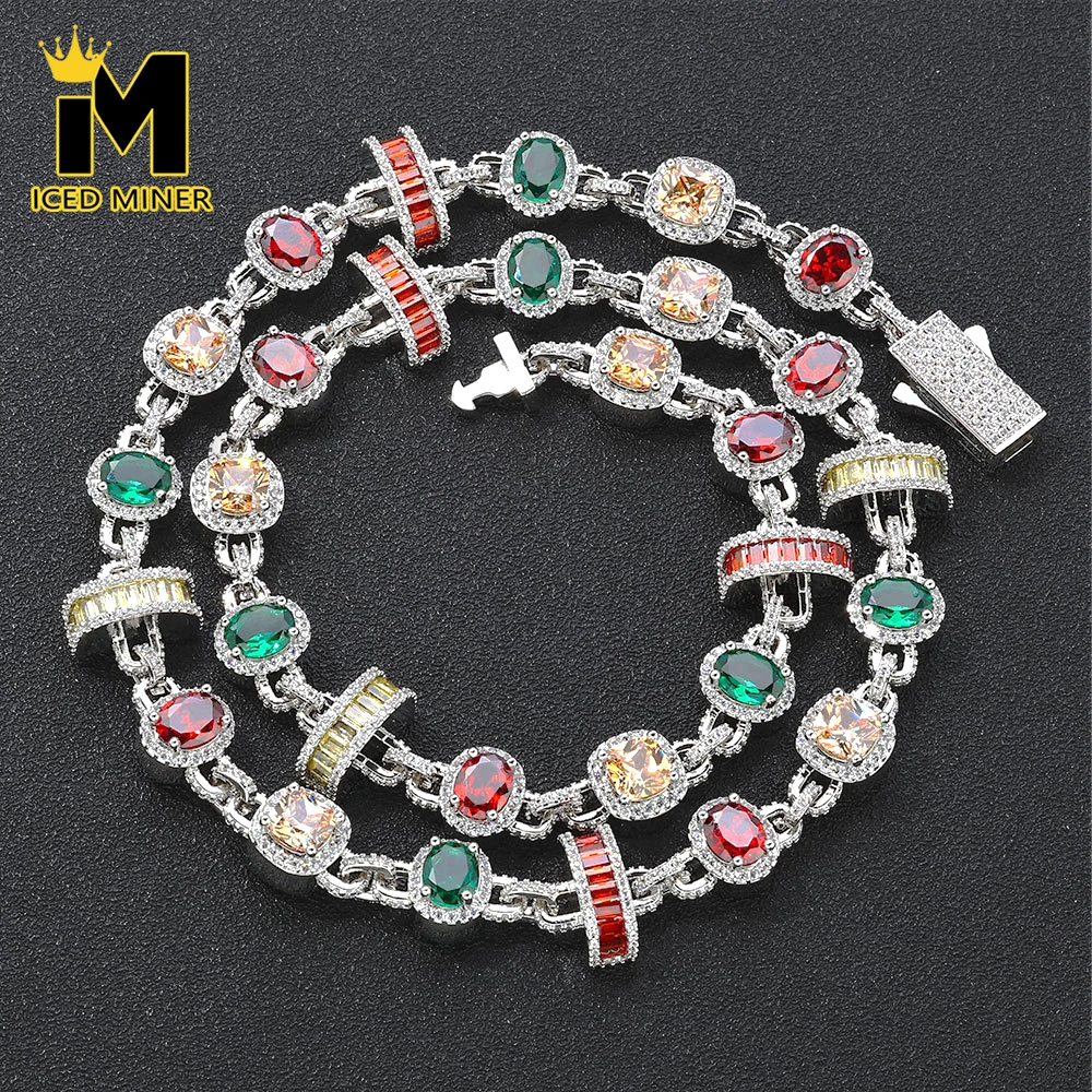 

Icedminer Bling Colorful Diamonds Rope Chain Necklaces For Women Men Chain Brass Zircon Hip Hop Jewelry Free Shipping