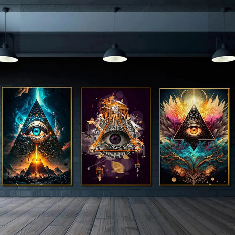 Eye of Providence Abstract Posters Prints Freemasonry All Seeing Eye Canvas Painting Wall Art Picture For Living Room Home Decor