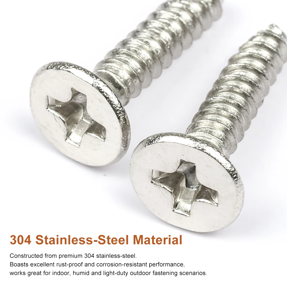 304 Stainless Steel Cross Countersunk Head Cutting Tail Tapping Screw M2 M2.3 M2.6M3 M4 M5 Phillips Flat Head Self Tapping Screw